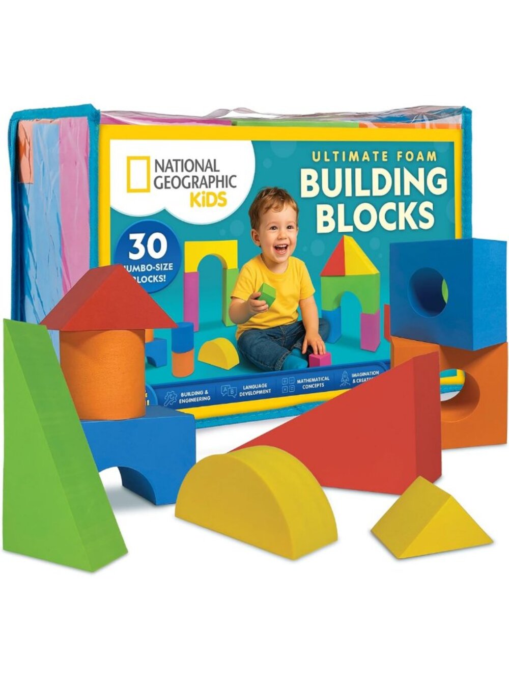 Jumbo Foam Building Blocks Set for Kids - 30-Piece Educational Playset
